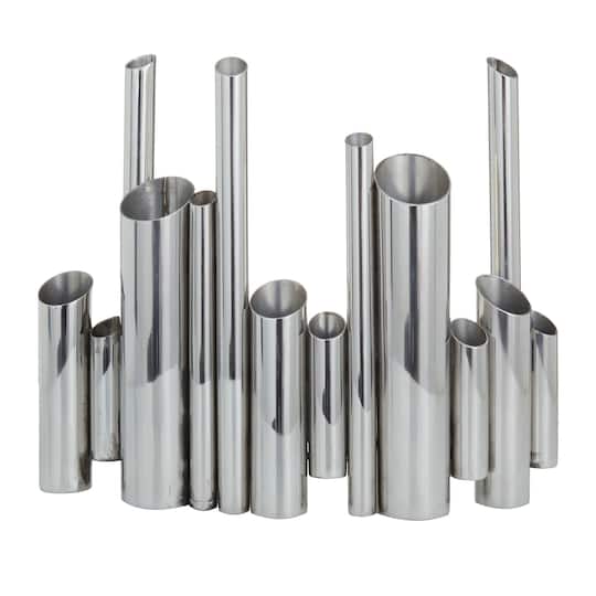 CosmoLiving by Cosmopolitan Silver Stainless Steel Contemporary Vase, 12" x 14" x 4"